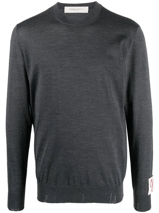 Ribbed-Knit Crew Neck Sweatshirt