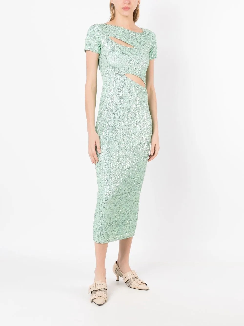 Sequin-Embellished Cut-Out Dress