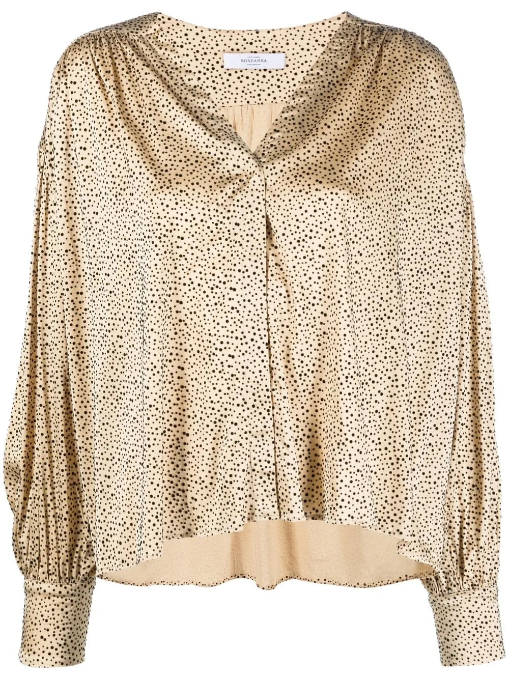 Dot-Print V-Neck Blouse