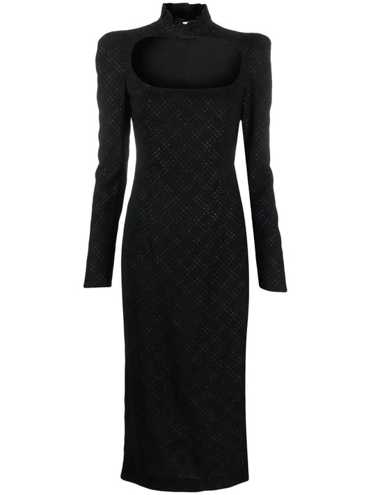 Diamond-Pattern Midi Dress