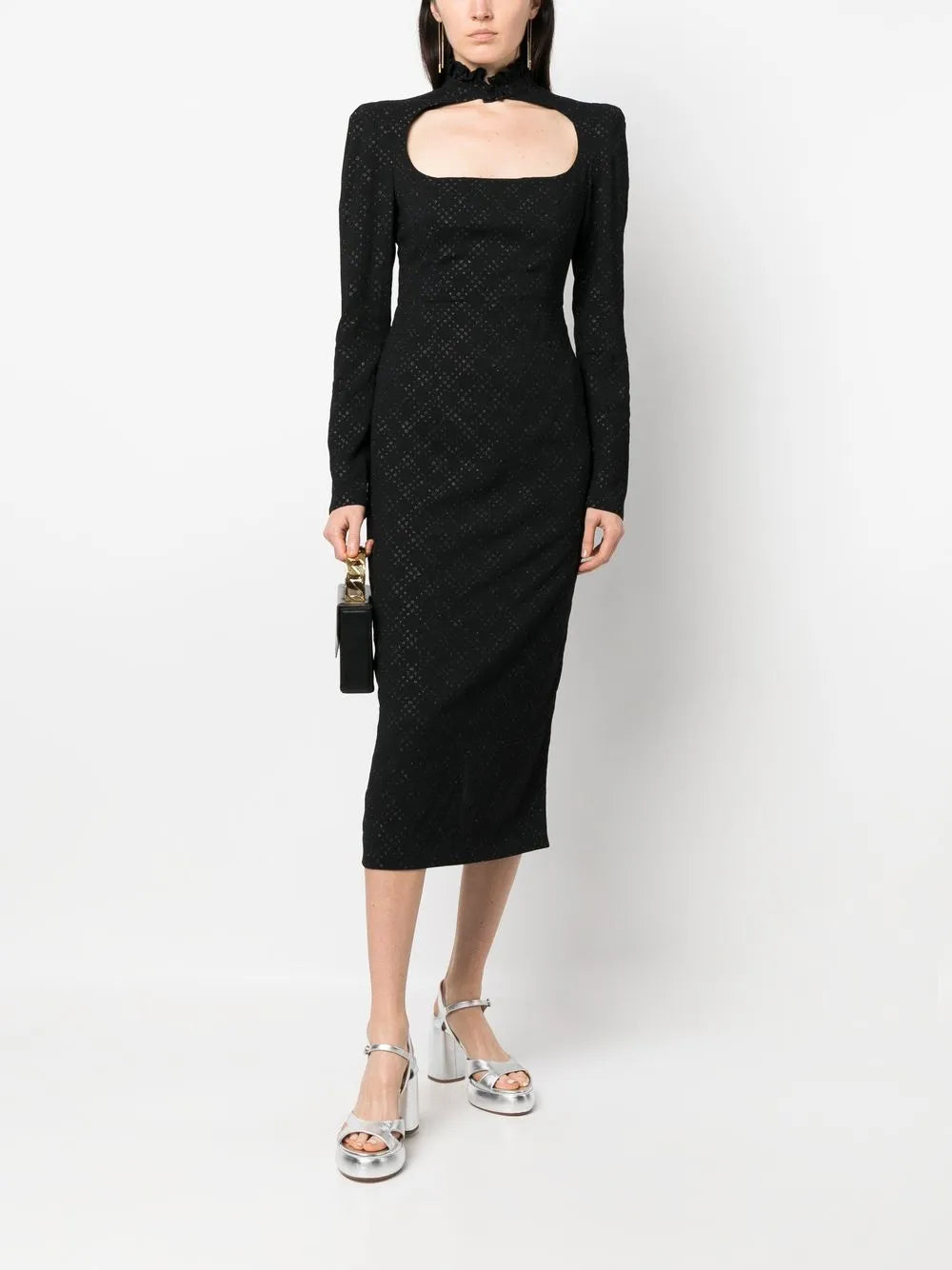 Diamond-Pattern Midi Dress