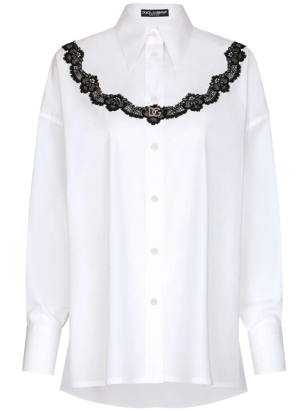 Lace-Insert Poplin Shirt