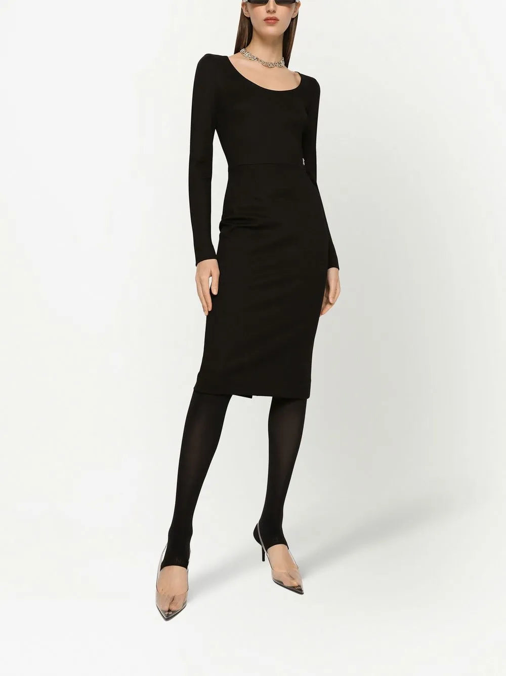 Dg-Logo Milano-Rib Midi Dress