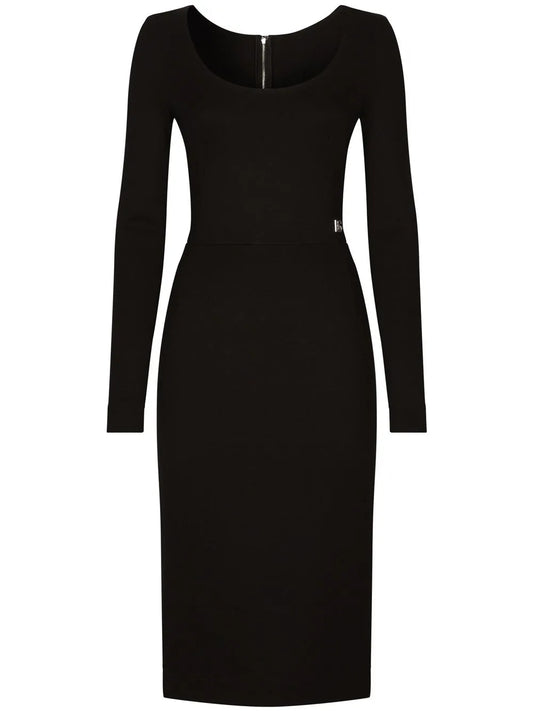 Dg-Logo Milano-Rib Midi Dress
