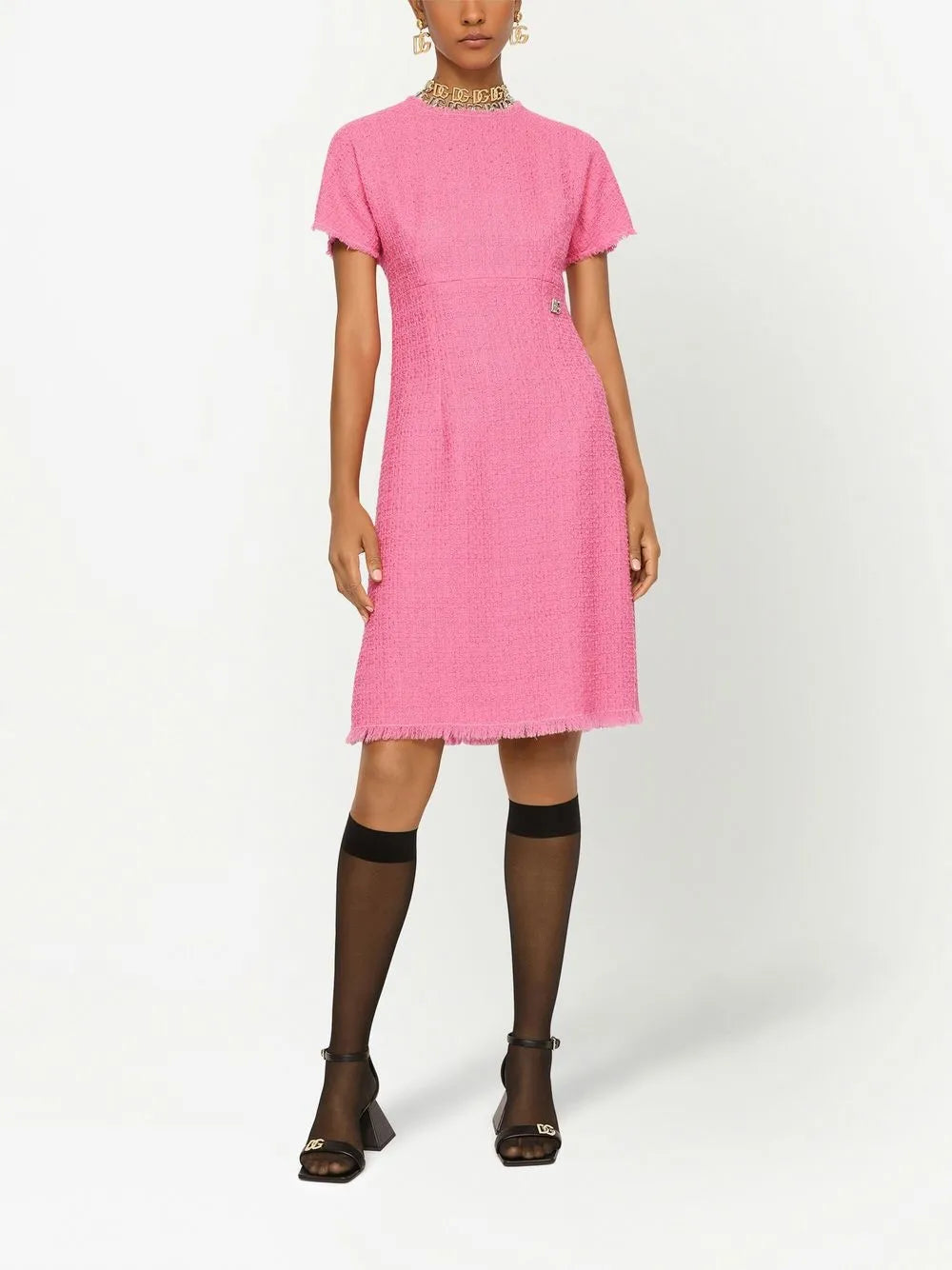Short-Sleeve Tweed Minidress