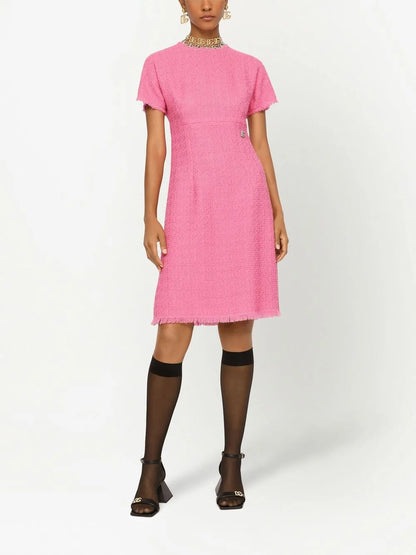 Short-Sleeve Tweed Minidress