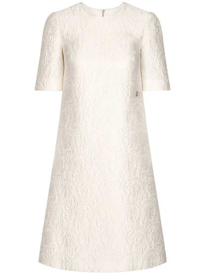 Floral-Jacquard Midi Dress