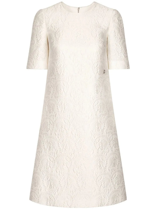 Floral-Jacquard Midi Dress