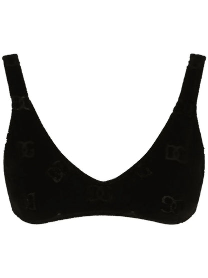 Dg-Logo Flocked Bralette Top