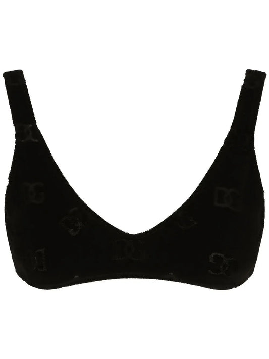 Dg-Logo Flocked Bralette Top