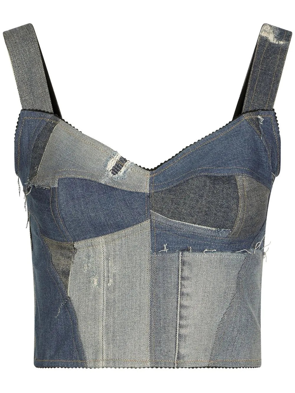 Denim-Patchwork Vest Top