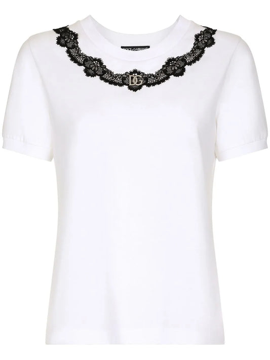 Dg-Logo Lace-Detail T-Shirt