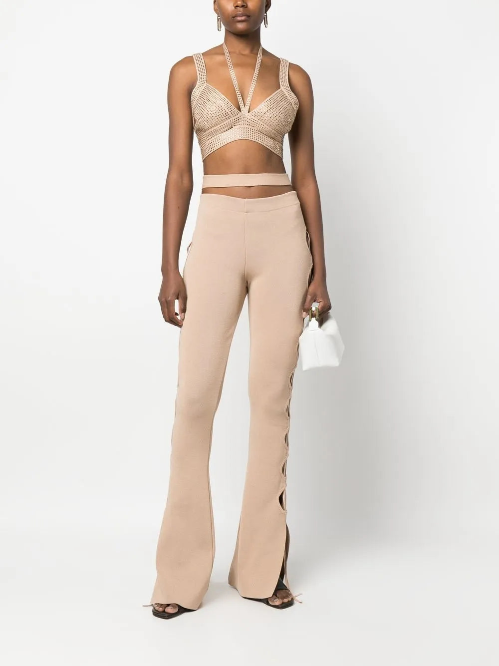 Cut-Out Detail Bootcut Trousers