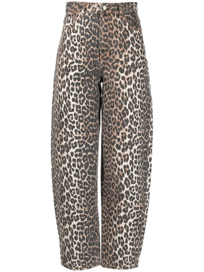 Leopard-Print Tapered Jeans