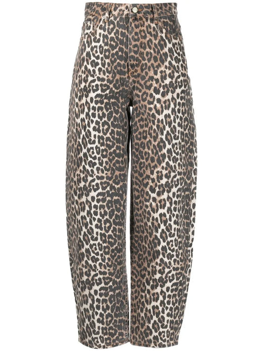Leopard-Print Tapered Jeans