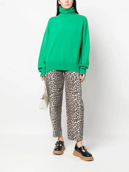 Leopard-Print Tapered Jeans