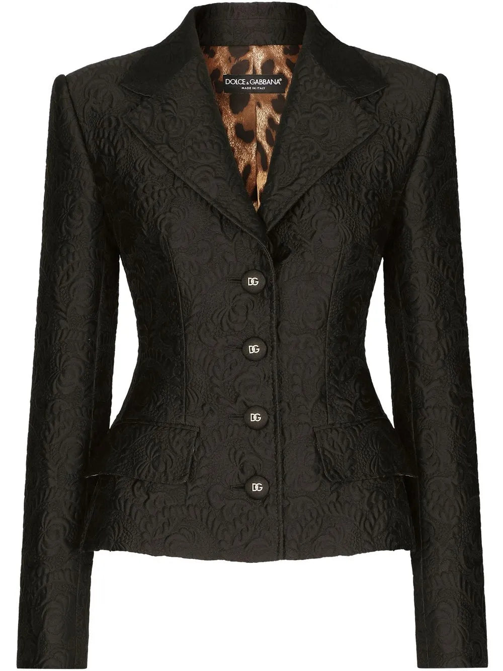 Floral-Jacquard Single-Breasted Jacket