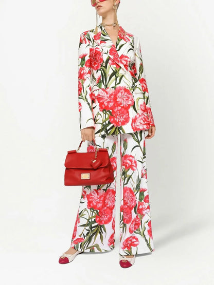 Floral-Print Double-Breasted Blazer