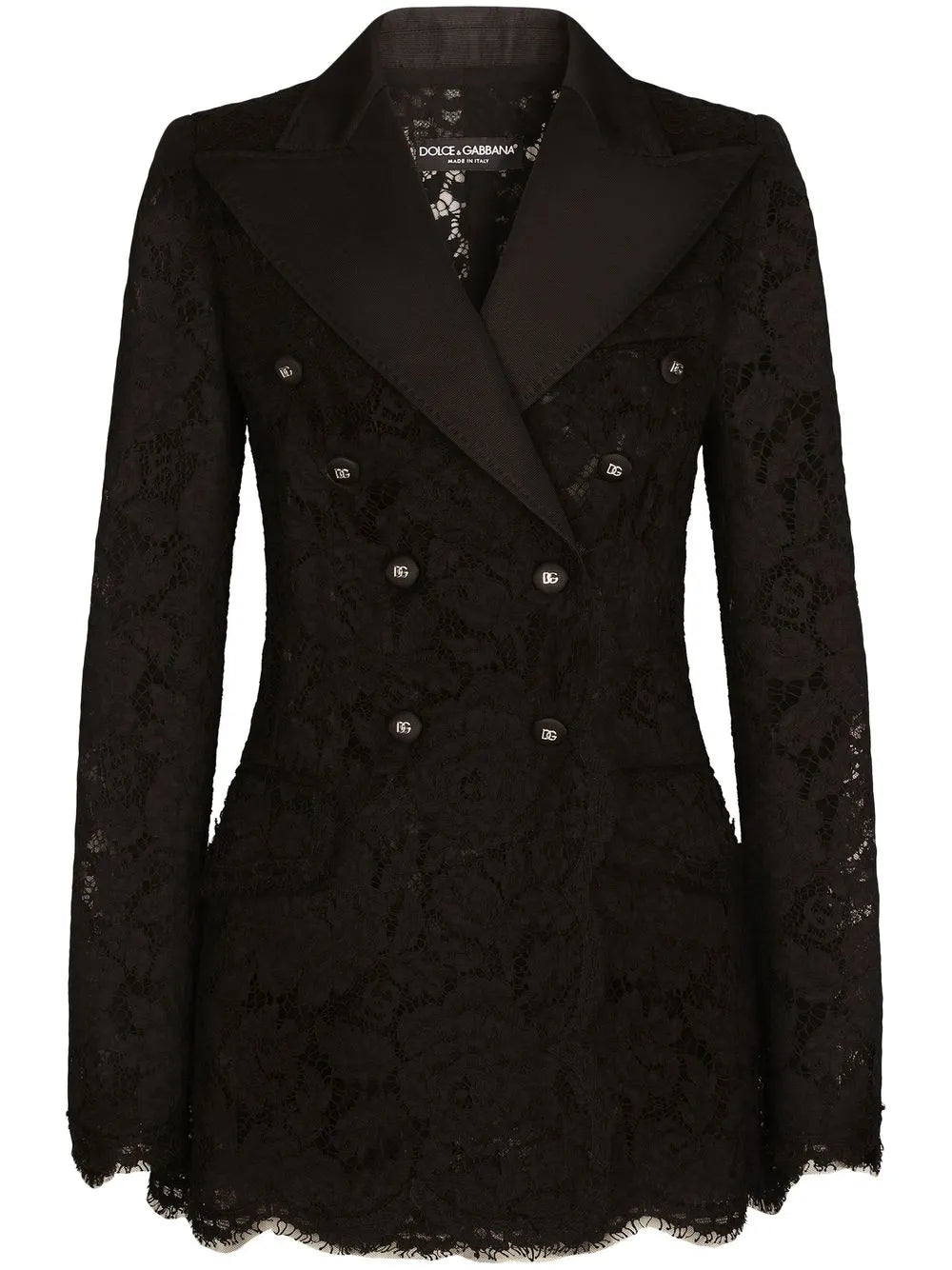 Turlington Lace-Detail Double-Breasted Blazer