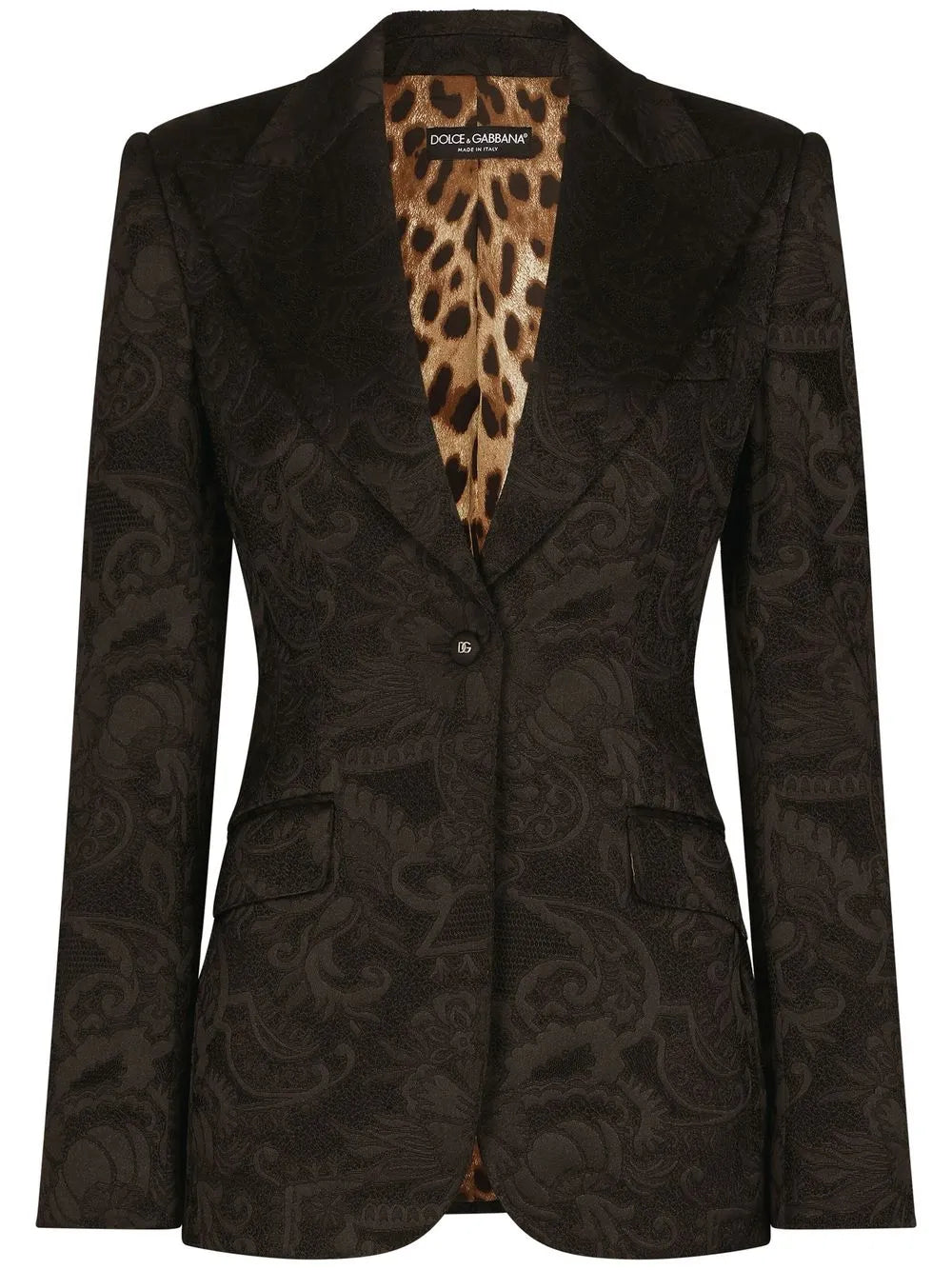 Turlington Floral-Jacquard Single-Breasted Blazer