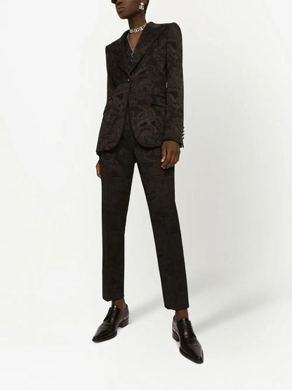 Turlington Floral-Jacquard Single-Breasted Blazer