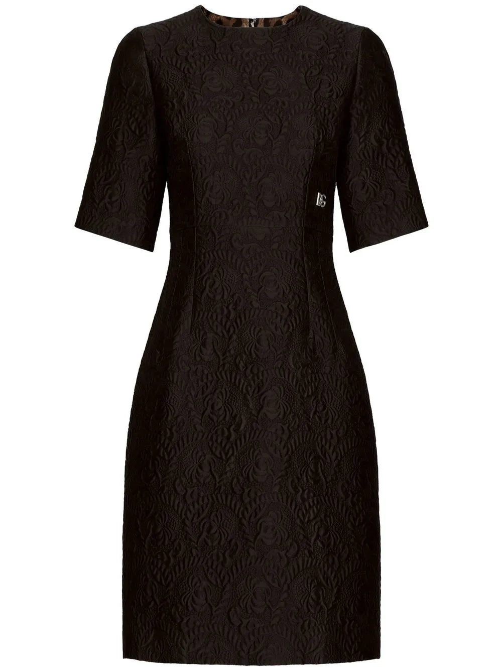 Floral-Jacquard Midi Dress