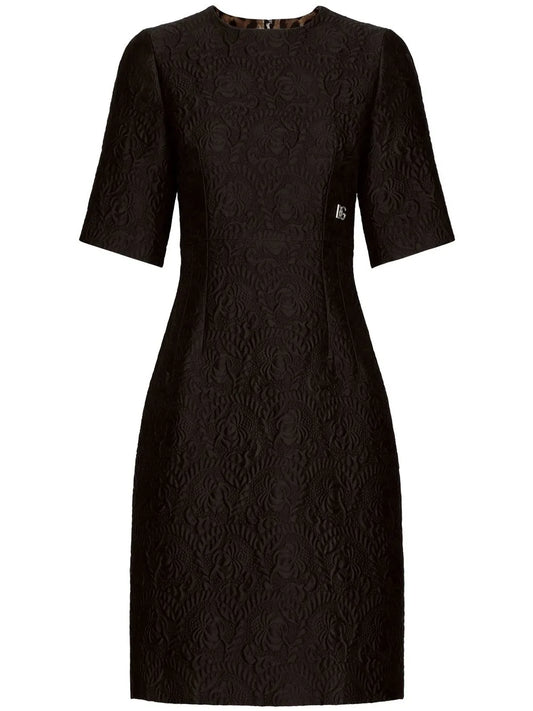 Floral-Jacquard Midi Dress