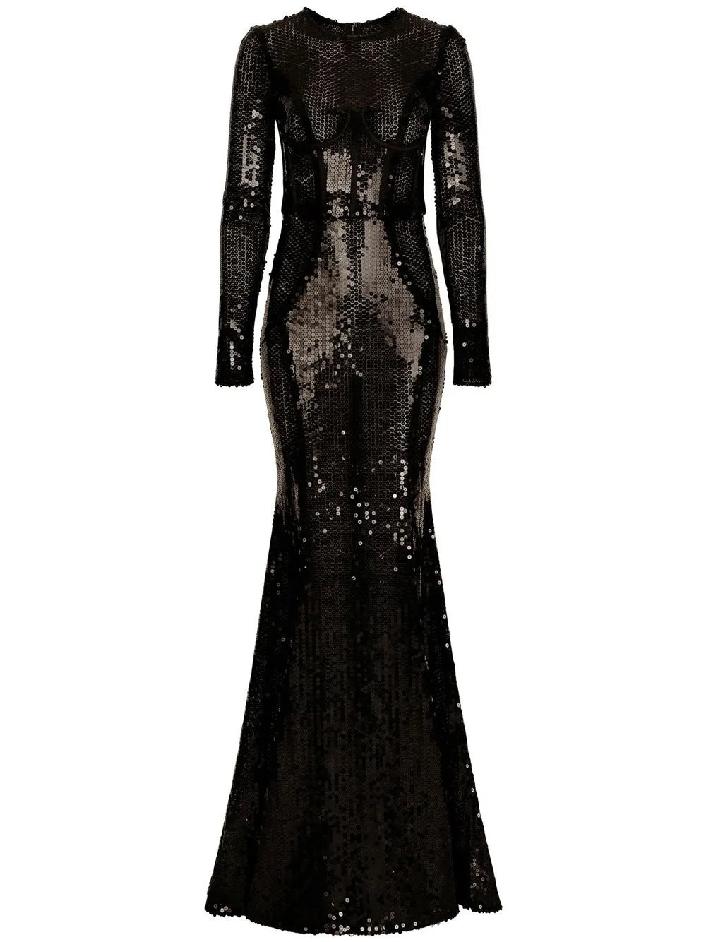 Corset-Detail Sequinned Gown