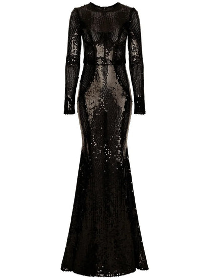 Corset-Detail Sequinned Gown