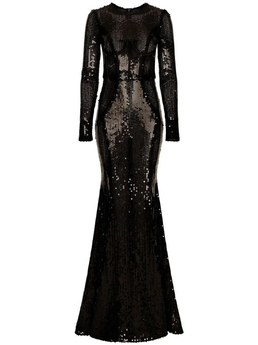 Corset-Detail Sequinned Gown
