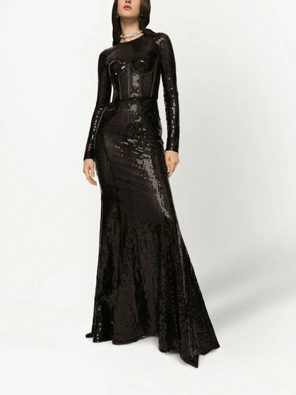 Corset-Detail Sequinned Gown