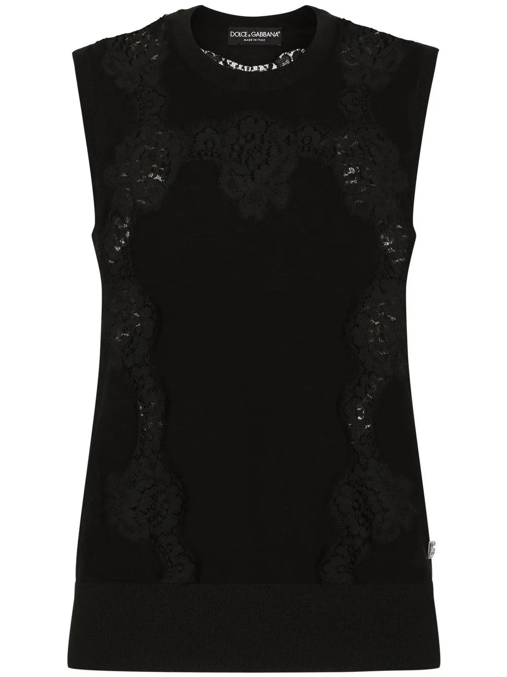 Lace-Panel Cashmere-Silk Jumper