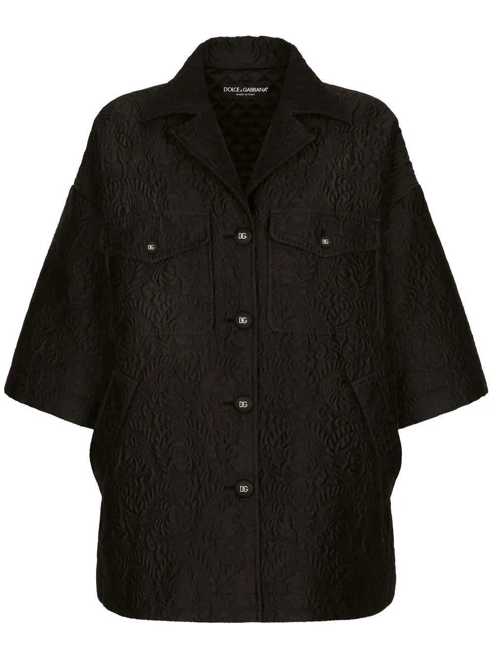 Floral-Jacquard Short Cape