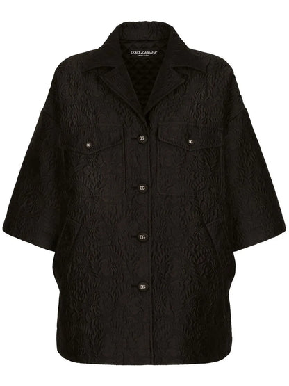 Floral-Jacquard Short Cape