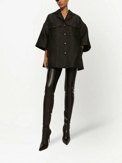 Floral-Jacquard Short Cape