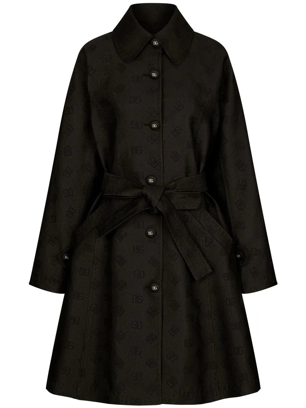 Dg-Logo Jacquard Belted Coat