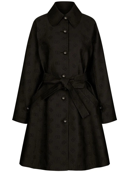 Dg-Logo Jacquard Belted Coat