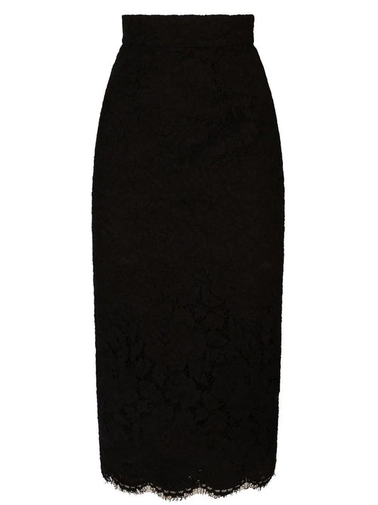 Floral-Lace Midi Skirt