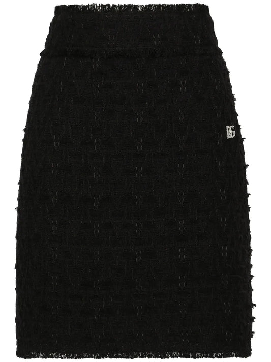 Side-Slit Rush-Stitch Midi Skirt