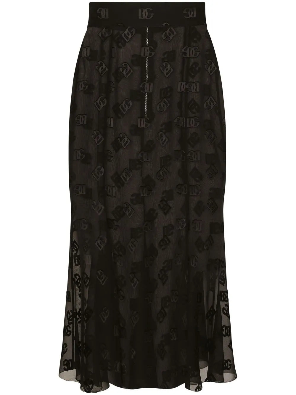 Dg-Logo Satin Midi Skirt