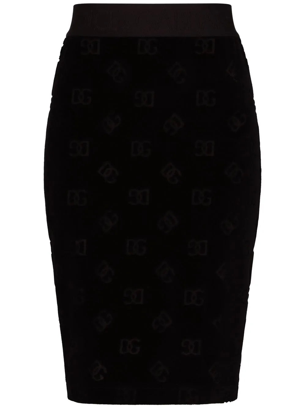 Dg-Logo Flocked Midi Skirt