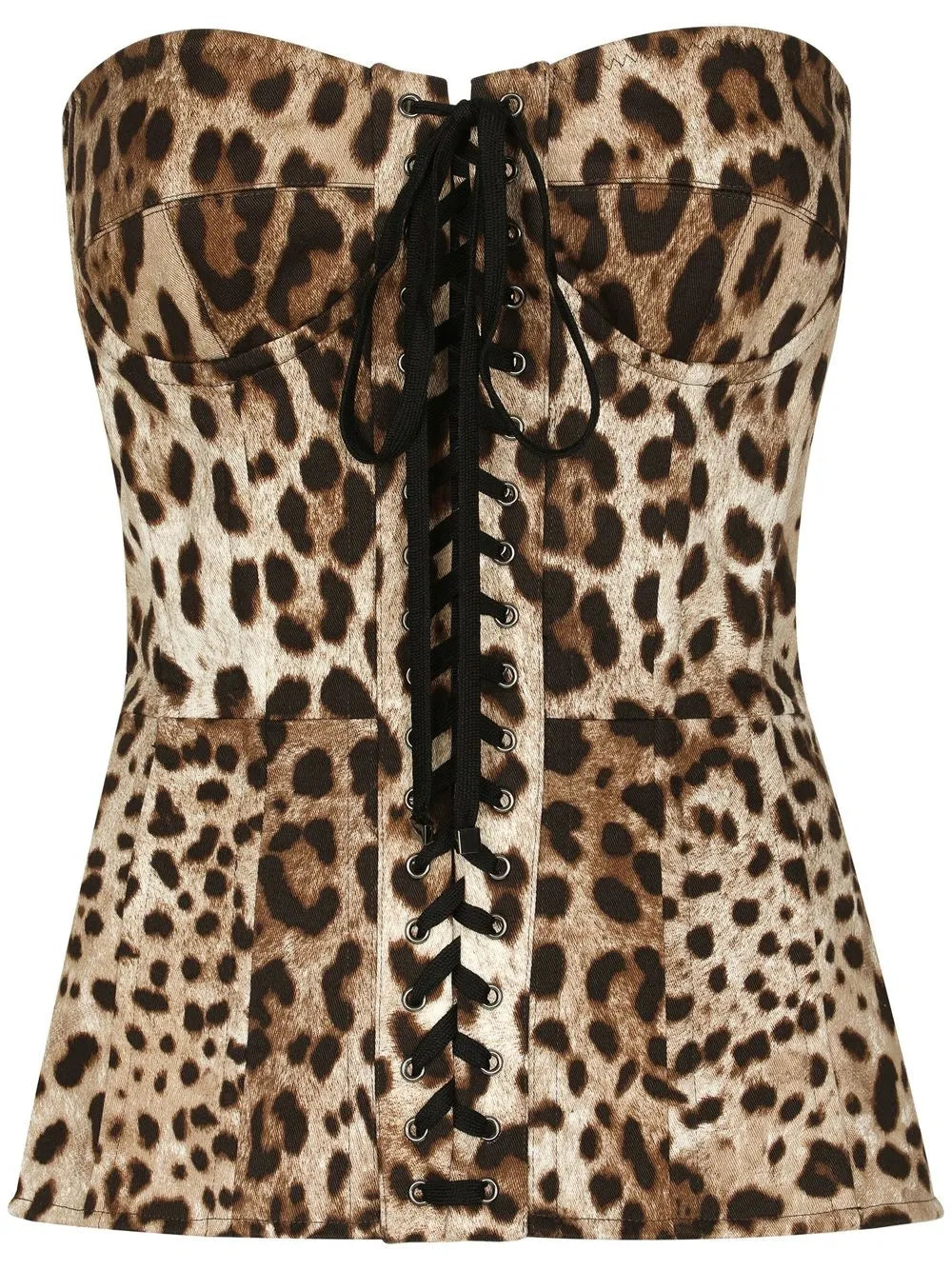 Leopard-Print Lace-Up Corset