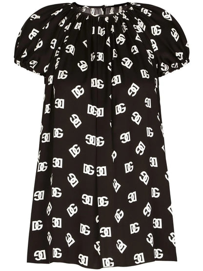 Logo-Print Silk Blouse
