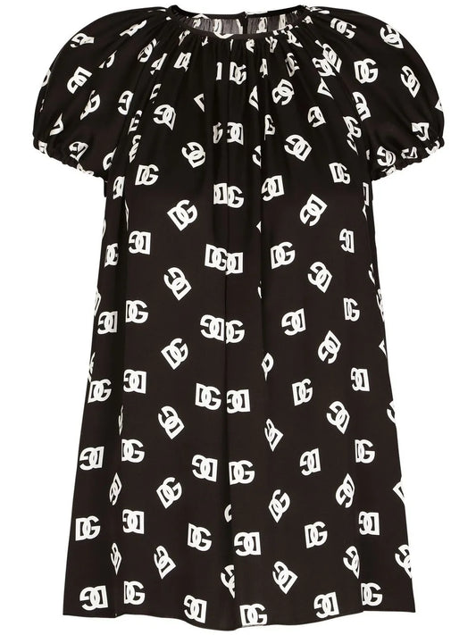 Logo-Print Silk Blouse