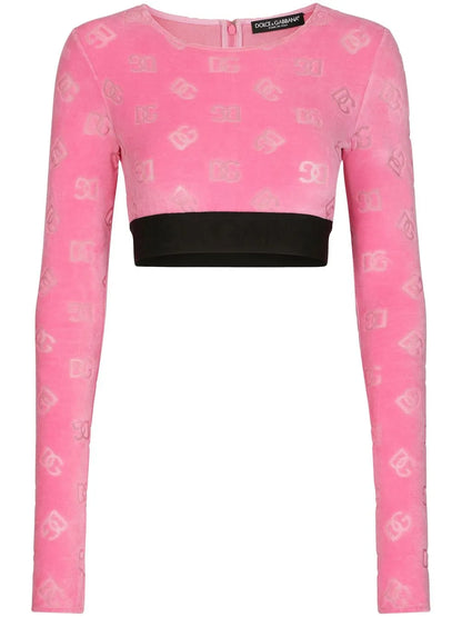 Dg-Logo Flocked Crop Top