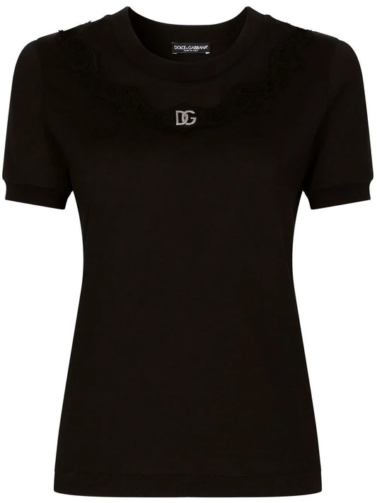 Dg-Logo Lace-Trim T-Shirt
