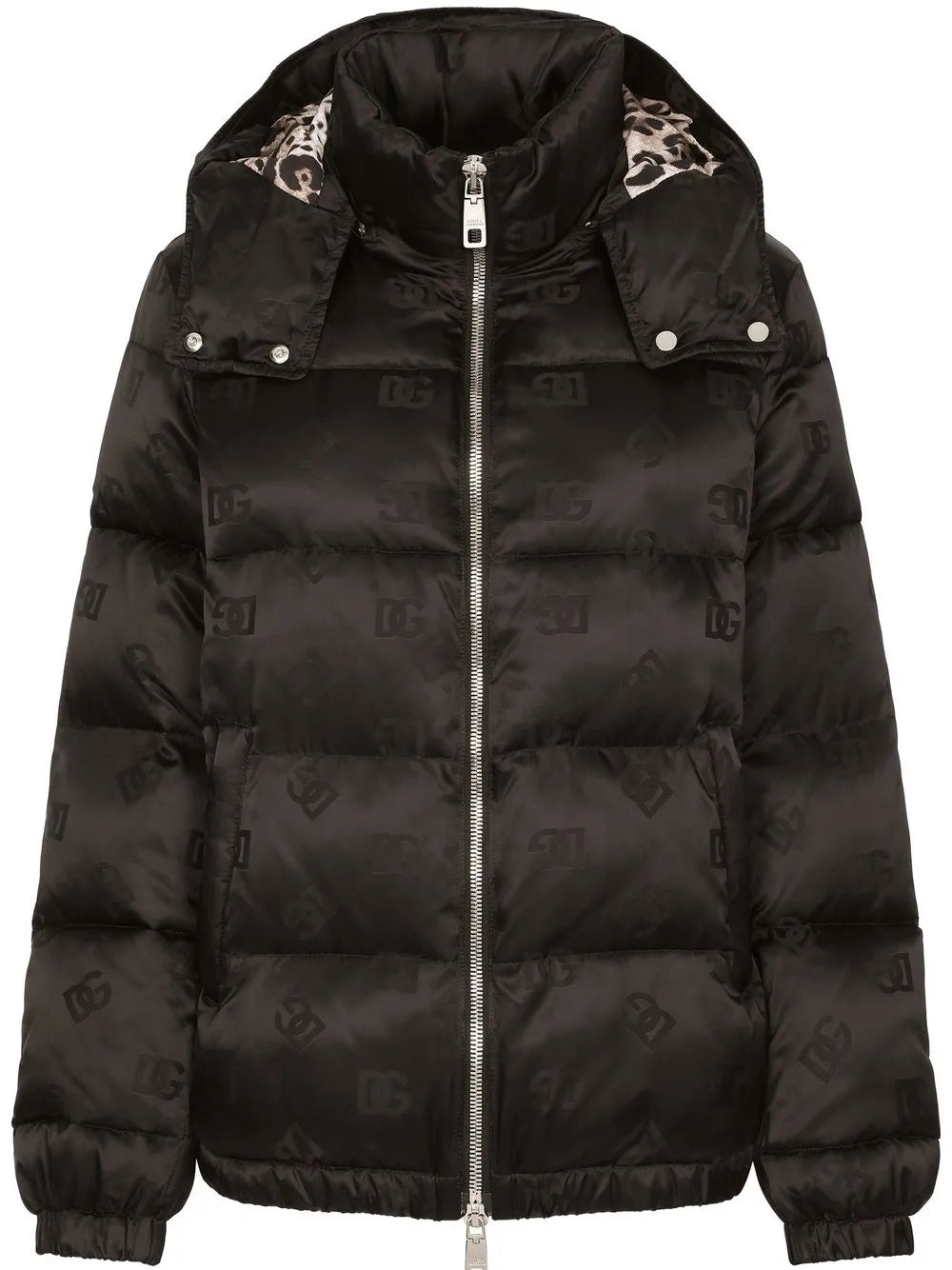 Dg-Logo Jacquard Satin Puffer Jacket