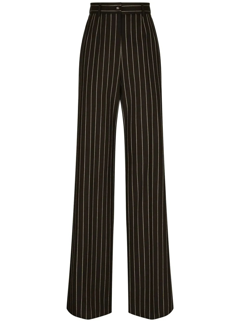 Pinstriped Wide-Leg Trousers