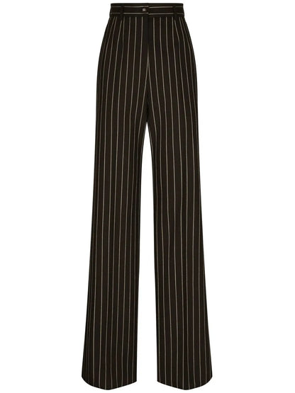 Pinstriped Wide-Leg Trousers