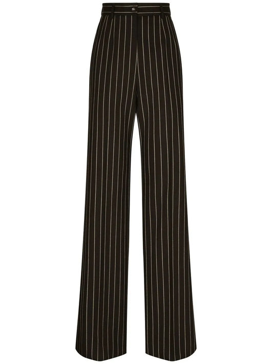 Pinstriped Wide-Leg Trousers
